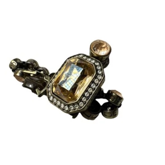 HEIDI DAUS Lot Crystal Bangle Tennis Bracelets and Ring Goldtone Bling Set - Picture 7 of 7